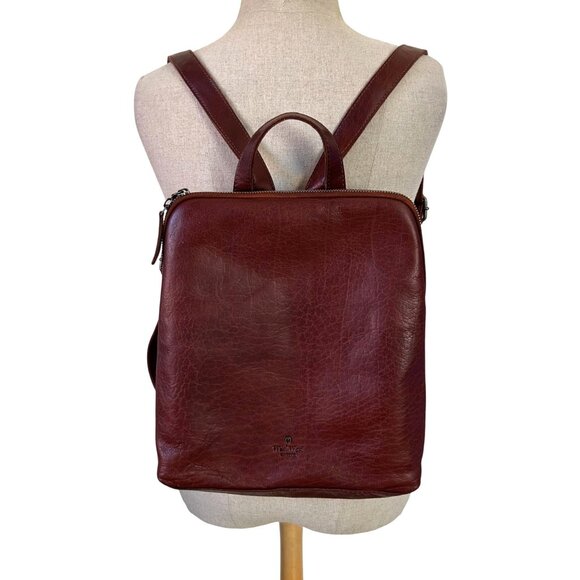 Wild West Los Angeles Leather Backpack Adjustable Straps & Plaid Interior Brown - Picture 1 of 13